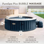 Intex 28429EP Purespa plus 4 Person Inflatable Hot Tub Bubble Jet Spa, 77" X 28"