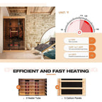 Thermora Valen Luxury 2-Person Low EMF FAR Infrared Heat Wood Home Personal Spa Sauna W/ Panoramic Tempered Glass, 2000W (SAK27481)