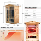 Thermora Zorin Premium 2-Person Indoor Outdoor Low EMF FAR-Infrared Hemlock Wood Personal Home Sauna Spa, 1750W (SAK27451)