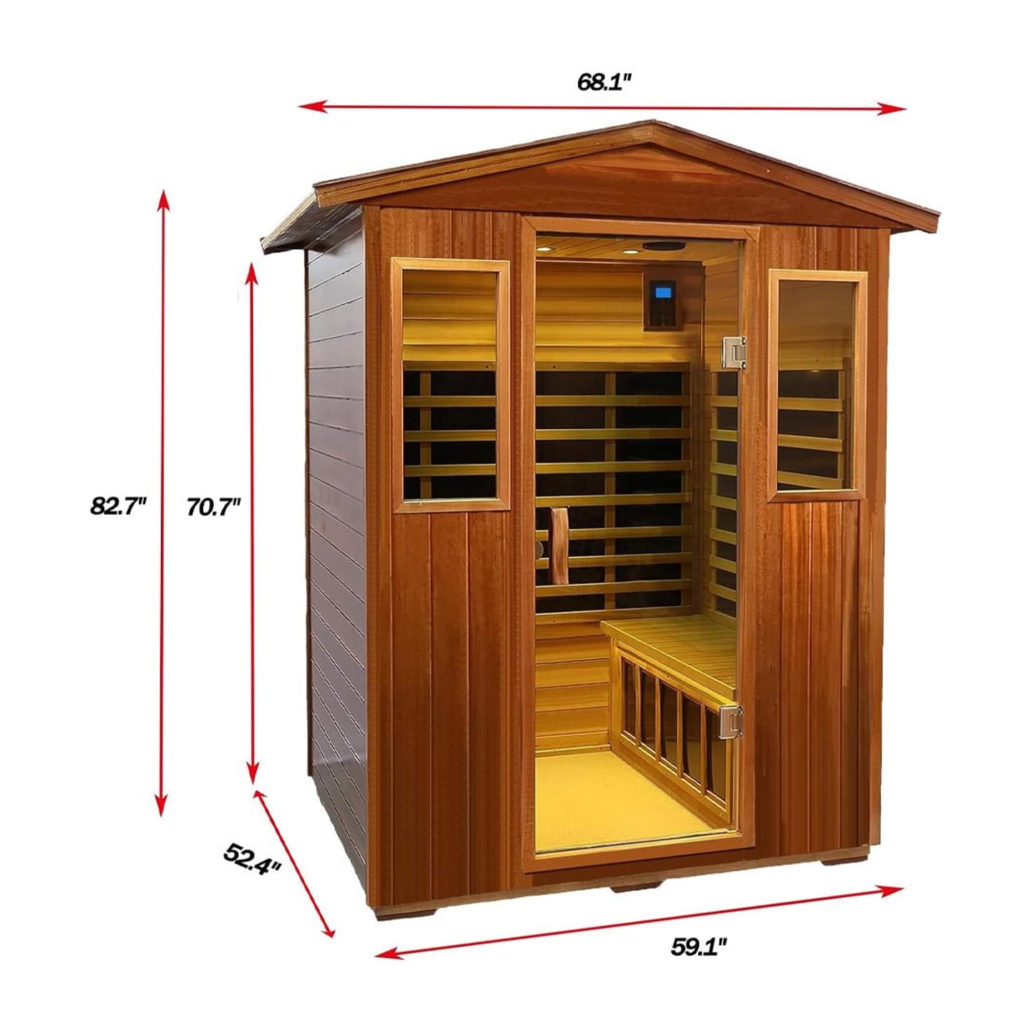 Premium Valois 4-Person 2050W Luxury Low EMF Outdoor FAR Infrared Home Sauna With Bluetooth Audio (SAK15372)