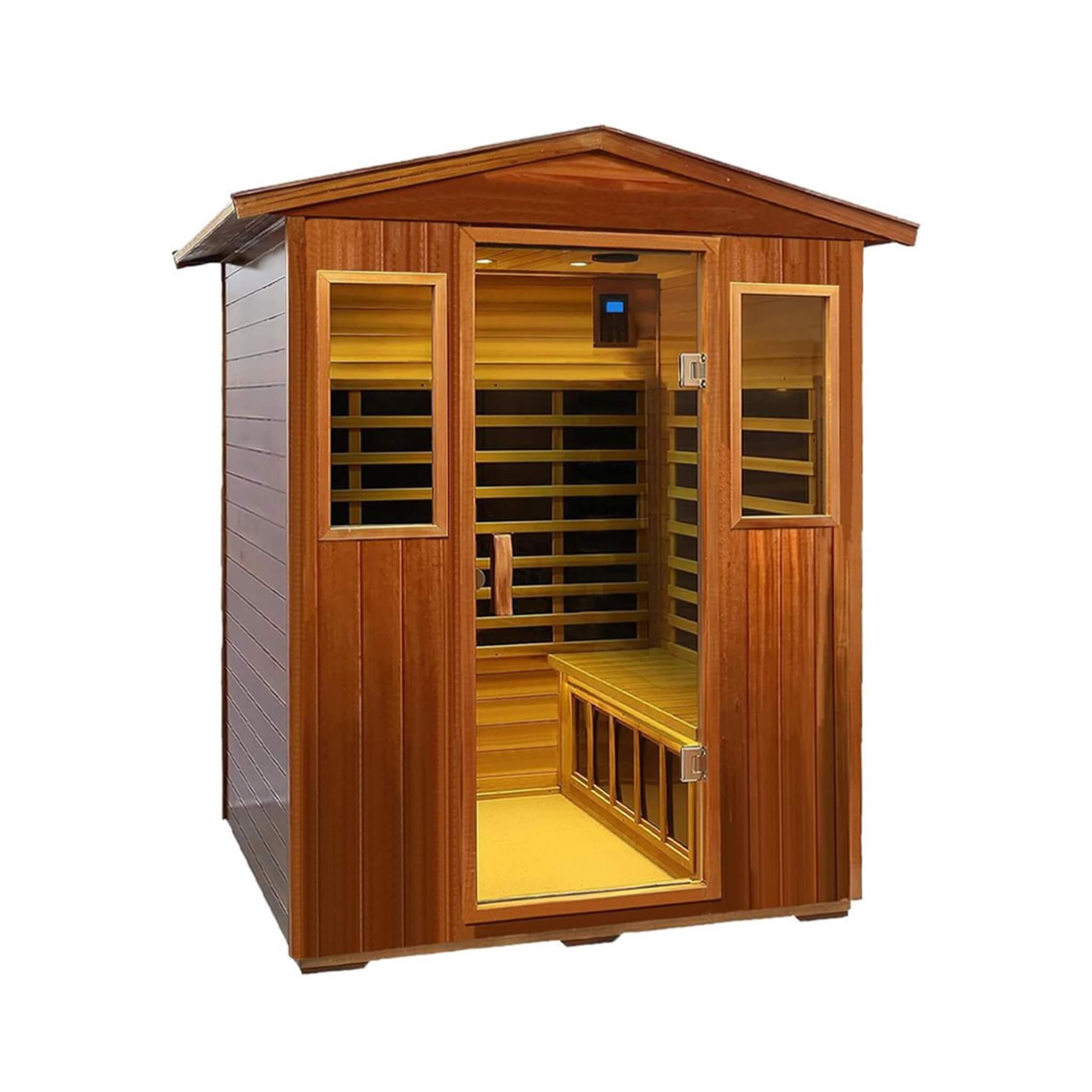 Premium Valois 4-Person 2050W Luxury Low EMF Outdoor FAR Infrared Home Sauna With Bluetooth Audio (SAK15372)