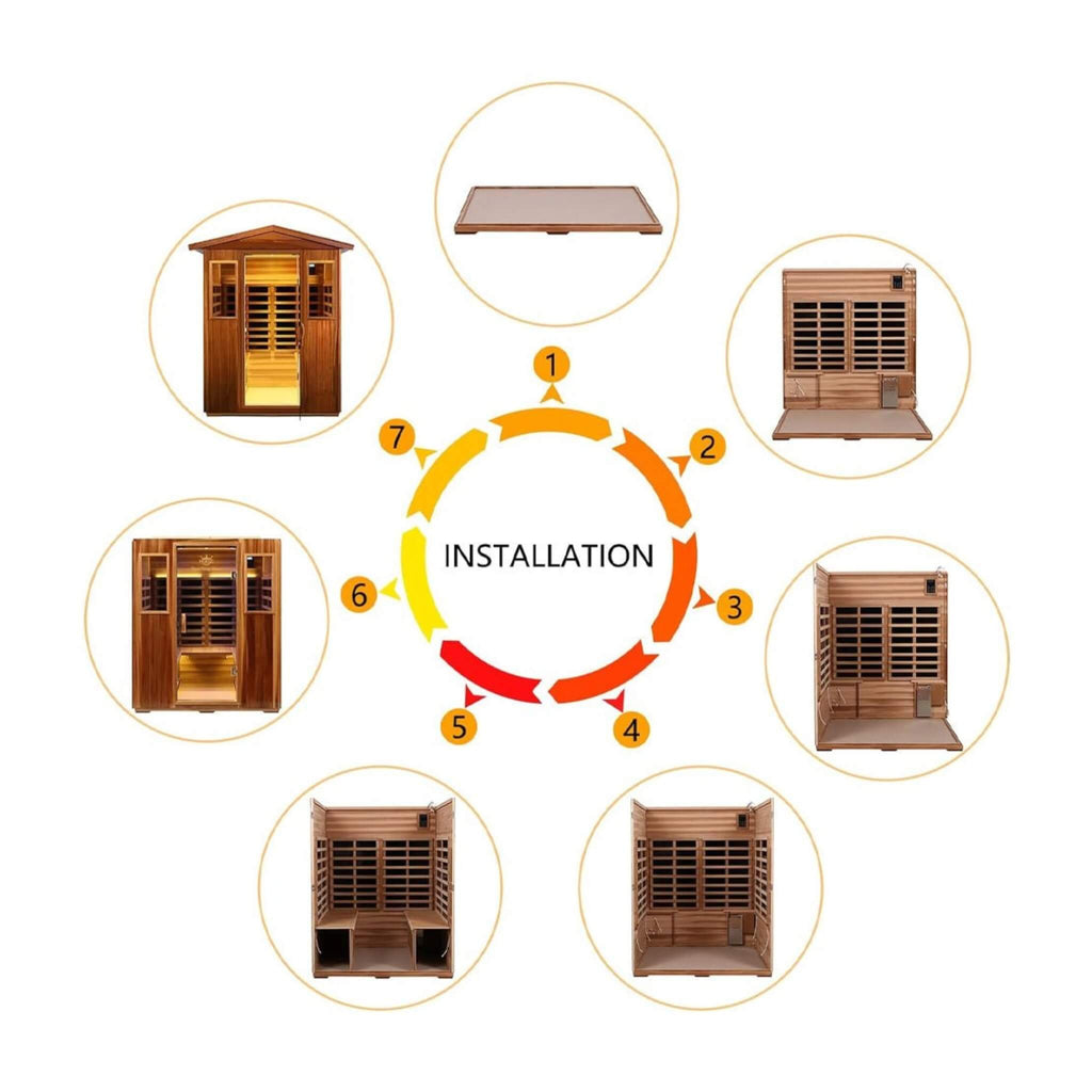 Premium Valois 4-Person 2050W Luxury Low EMF Outdoor FAR Infrared Home Sauna With Bluetooth Audio (SAK15372)