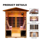 Premium Valois 4-Person 2050W Luxury Low EMF Outdoor FAR Infrared Home Sauna With Bluetooth Audio (SAK15372)
