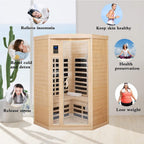 Premium Laurent 2-Person 1600W Corner Space Infrared Wooden Sauna Room With Bluetooth Speakers (SAK81524)