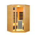 Premium Laurent 2-Person 1600W Corner Space Infrared Wooden Sauna Room With Bluetooth Speakers (SAK81524)
