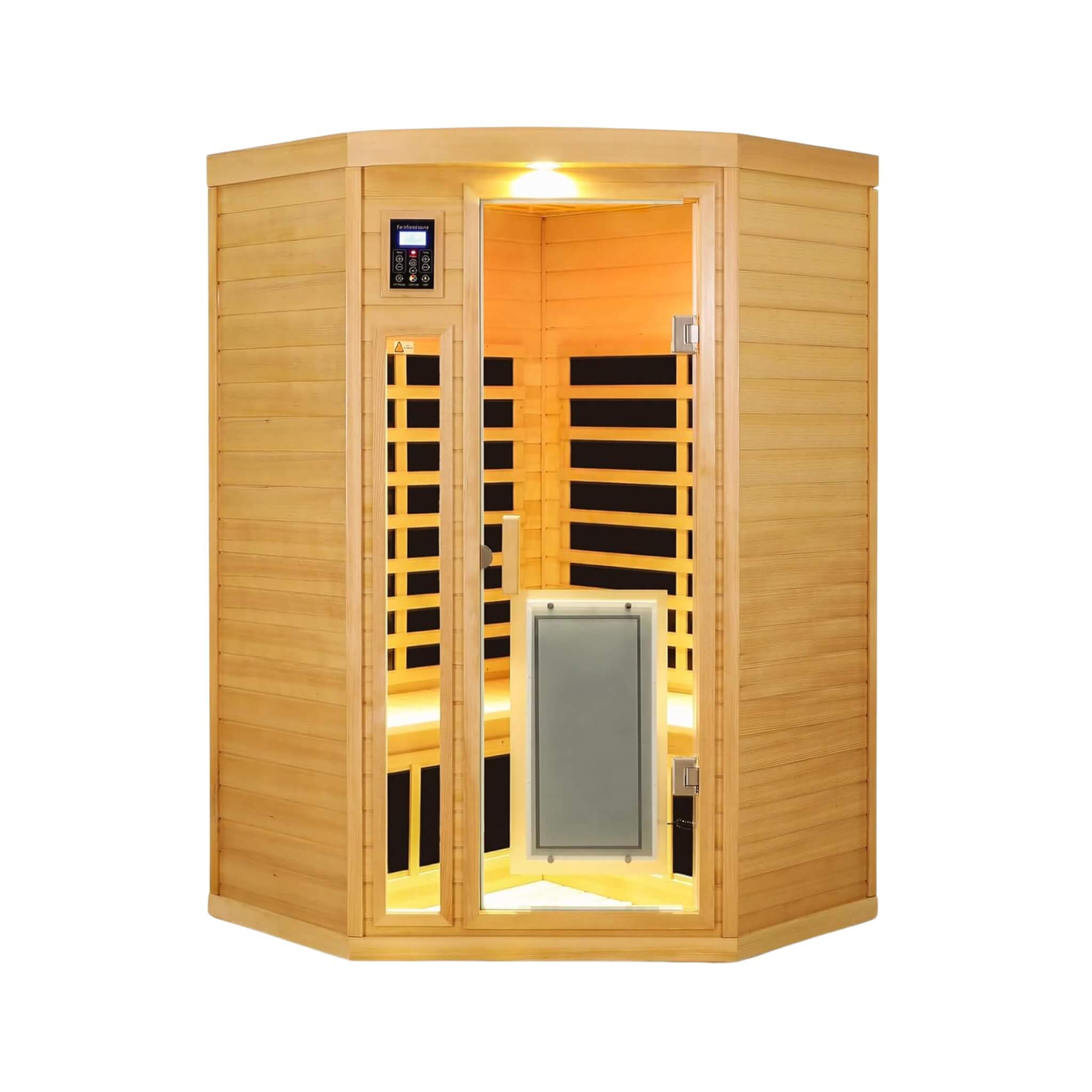 Premium Laurent 2-Person 1600W Corner Space Infrared Wooden Sauna Room With Bluetooth Speakers (SAK81524)