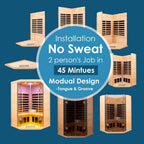 Premium Laurent 2-Person 1600W Corner Space Infrared Wooden Sauna Room With Bluetooth Speakers (SAK81524)